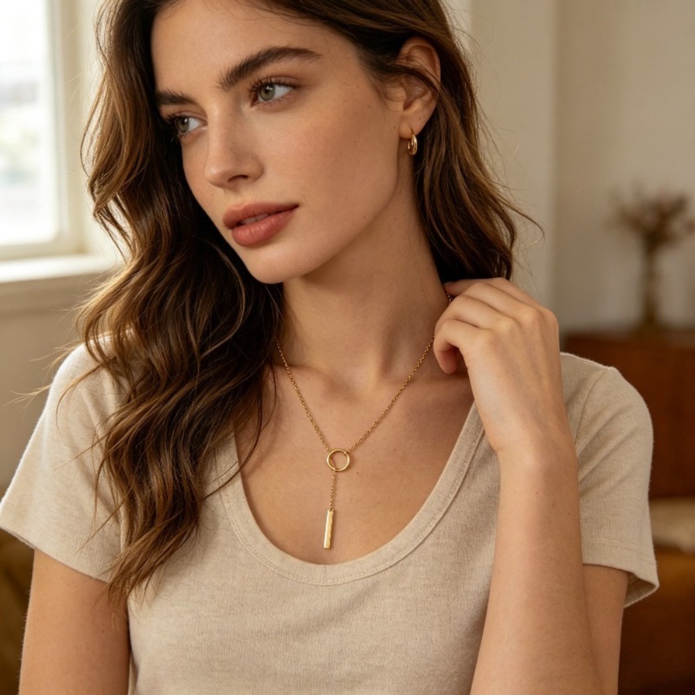 Travel Accessories As Gifts - Kalung Liontin Emas dengan Motif Geometris