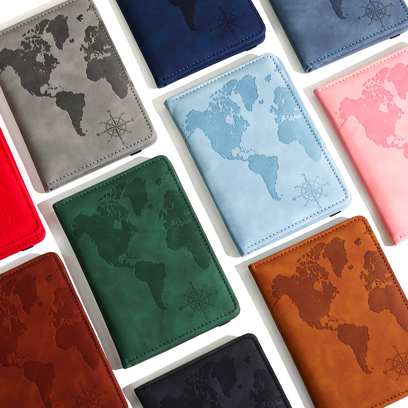 Travel Accessories India - Tempat Paspor Kulit Cetak Peta Baru,