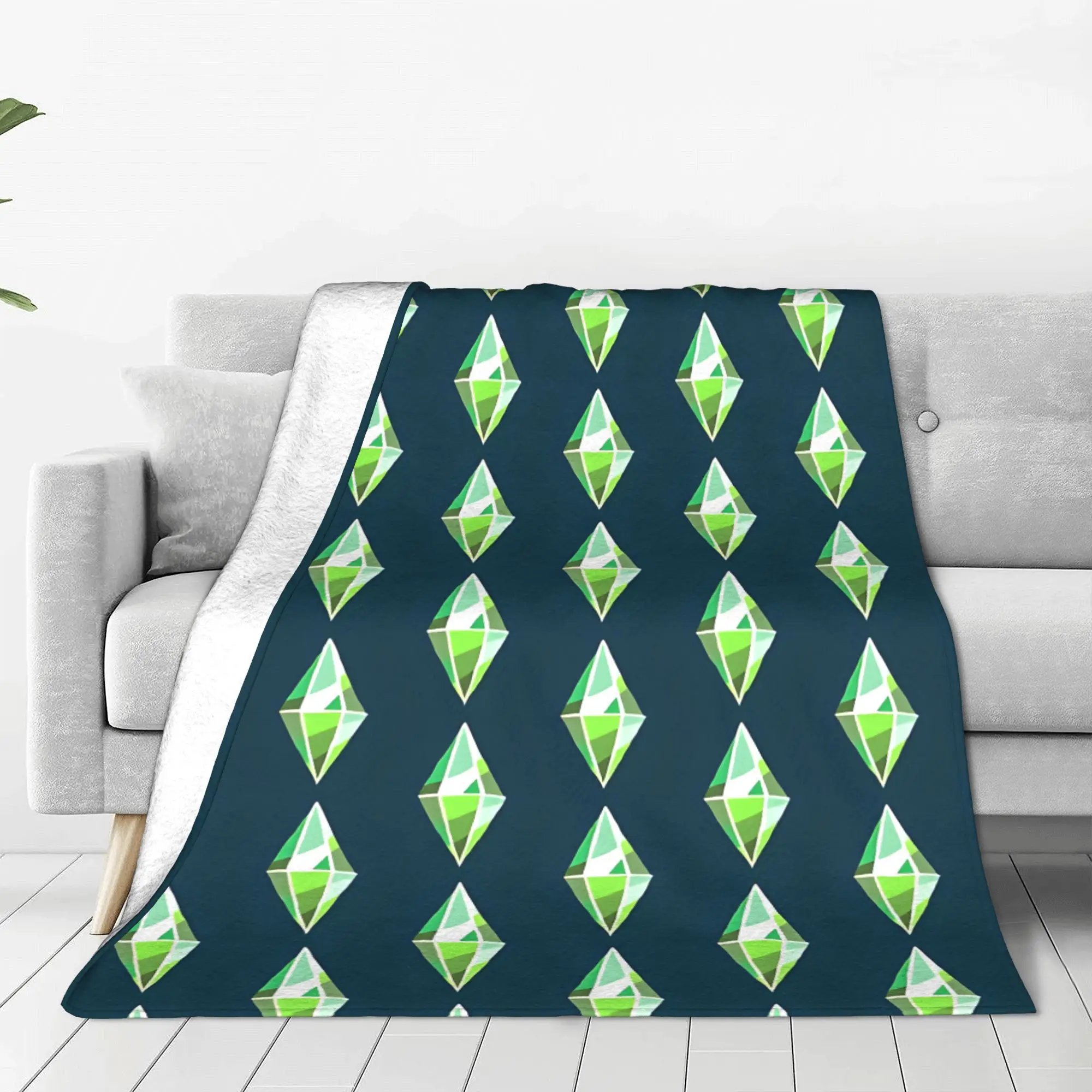 Travel Accessories Ideas - Selimut Pola Berlian Geometris Lembut Fleece