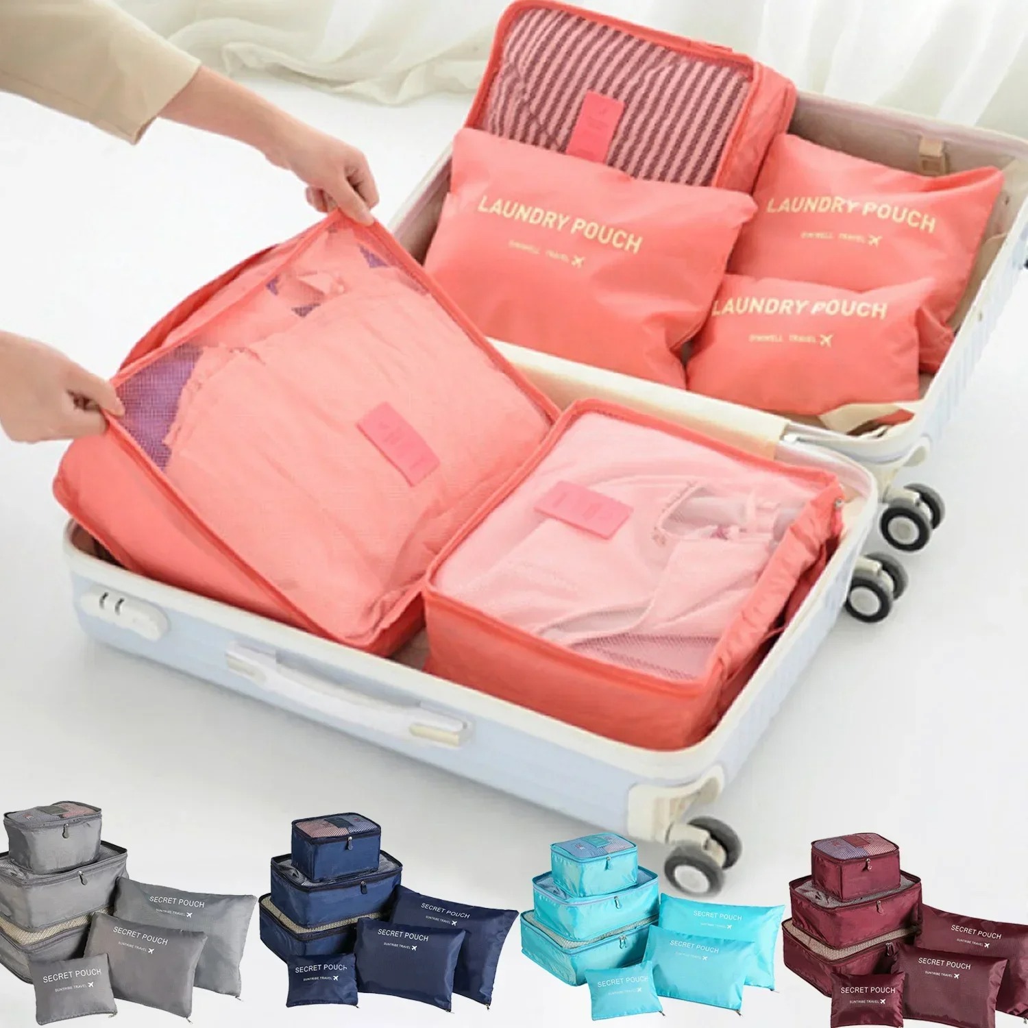 Luggage Cover Protector - Set Tas Penyimpanan Perjalanan 6 Buah,